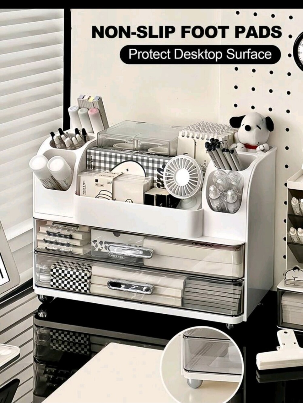 White Makeup Organizer Storage Drawer with Clear Front - Picture 5 of 11
